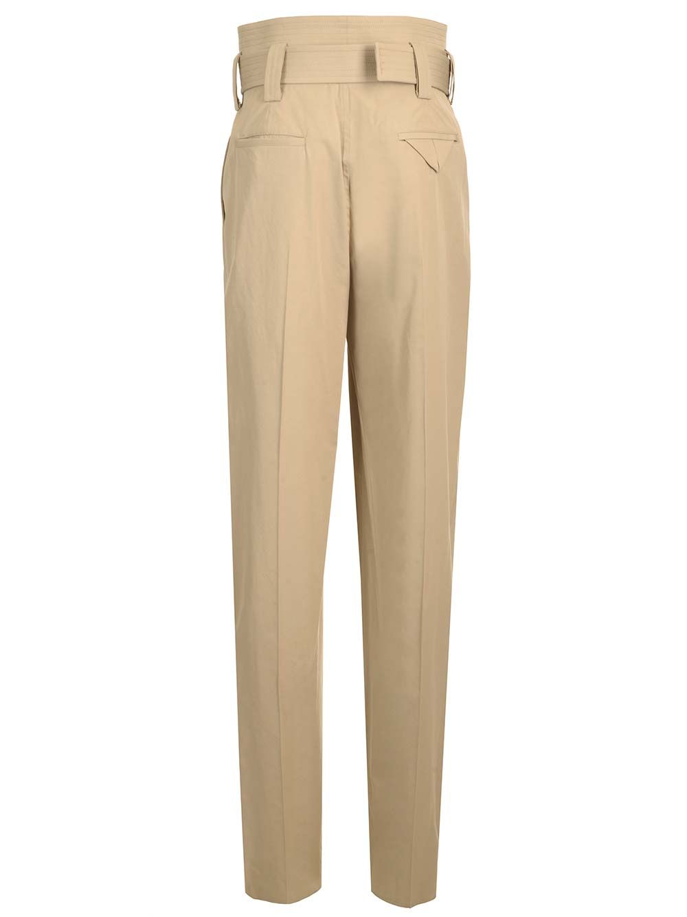 Bottega Veneta High-Waisted  With Cotton Belt Trousers - Beige | 2e886dfe765cf8ec95c873366ad6827f3629d6cd