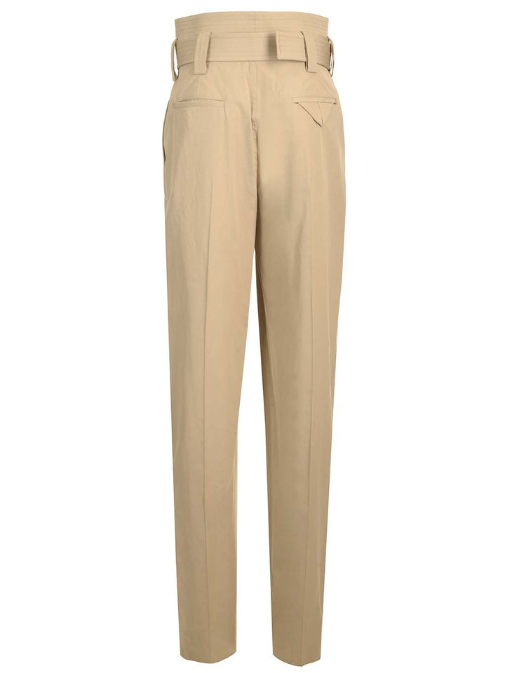 Bottega Veneta High-Waisted  With Cotton Belt Trousers - Beige | 2e886dfe765cf8ec95c873366ad6827f3629d6cd