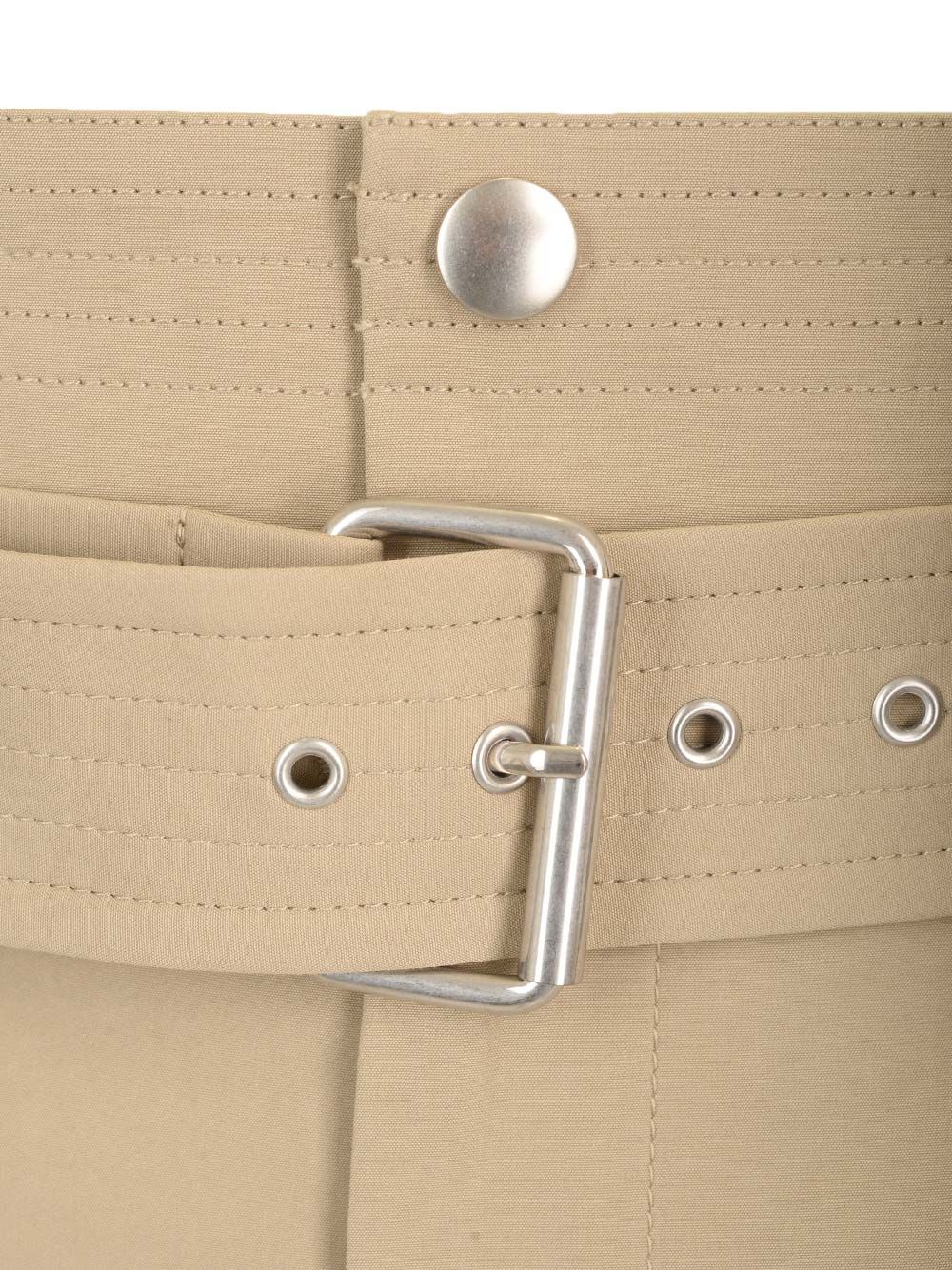 Bottega Veneta High-Waisted  With Cotton Belt Trousers - Beige | 46f62b6745b6219a4a7c772a076788a196917b80