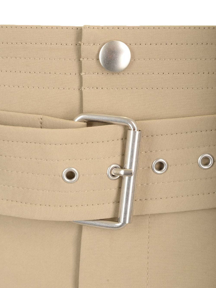 Bottega Veneta High-Waisted  With Cotton Belt Trousers - Beige | 46f62b6745b6219a4a7c772a076788a196917b80