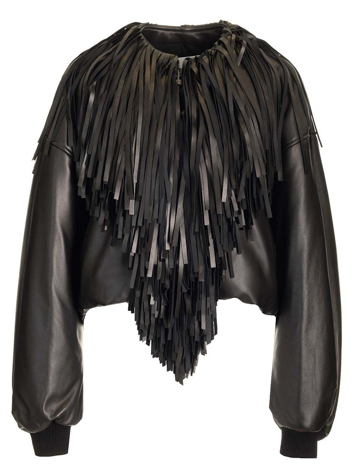 AlaÏA Fringed Bomber Jacket Jackets - Black | 90ffb361cdf92f323a679623f3a60cdc7a632fe1