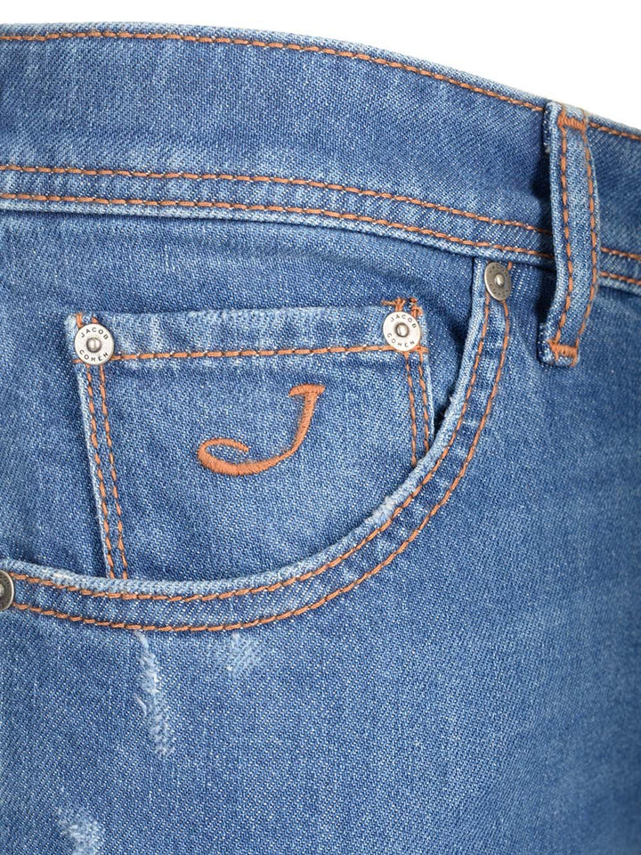 Jacob Cohen Pant5 Pkt Slim Cropped/Carrot Scott V1 Trousers - Blue | c475684b40c0c657b69e5abd5c793fb986078575