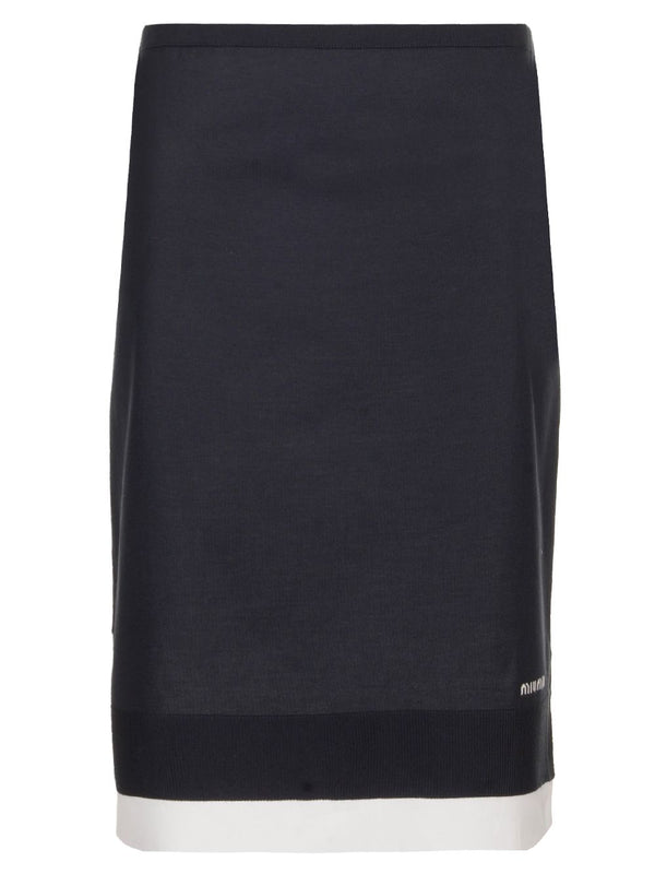 Knitted Knee-Length Skirt Skirts Blue