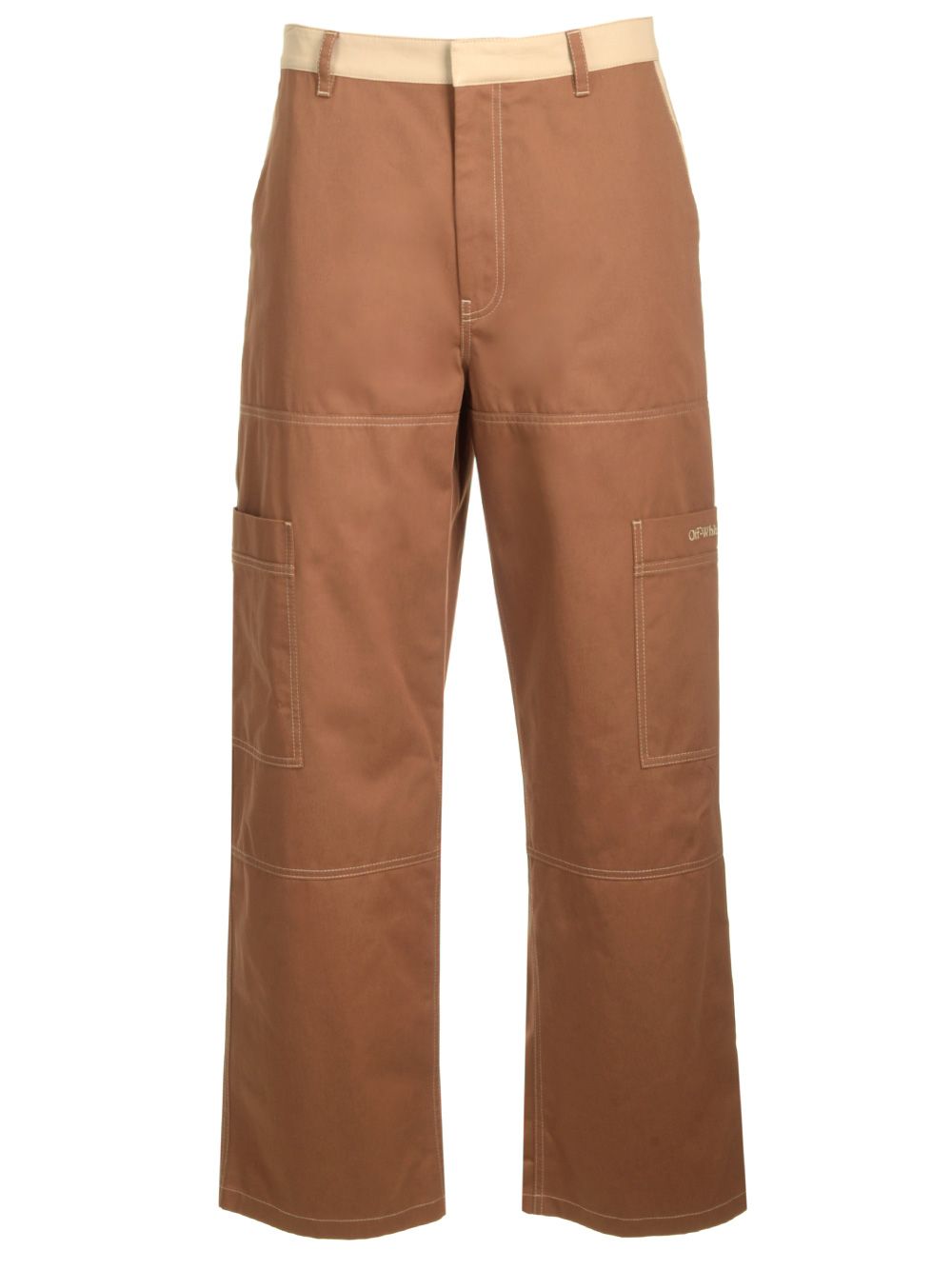 Off-White Cotton Cargo Pants Trousers - Brown | fcc60e0afeebf702fcffd359cac4ab9247c0aa64