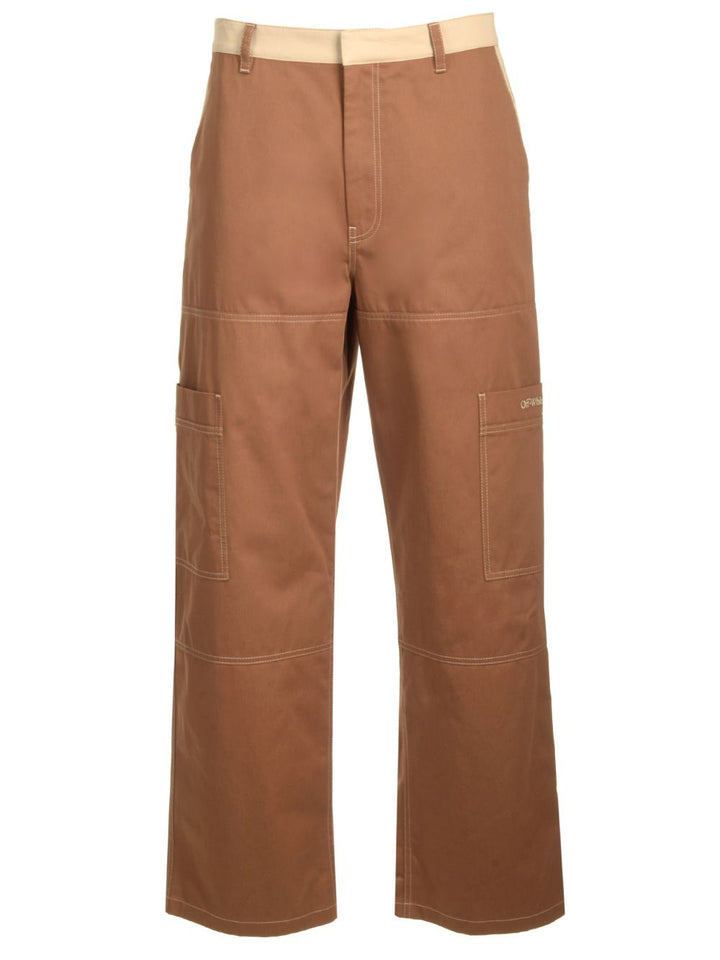 Off-White Cotton Cargo Pants Trousers - Brown | fcc60e0afeebf702fcffd359cac4ab9247c0aa64