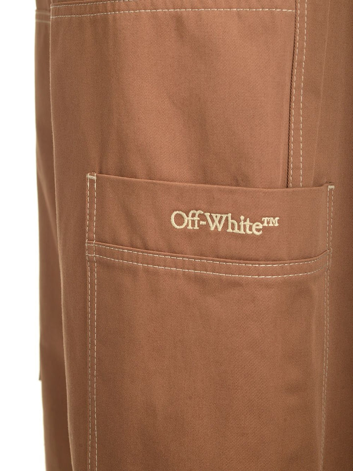 Off-White Cotton Cargo Pants Trousers - Brown | 6916abbde9b041b71545dedb8d6c4a2aba2035c7