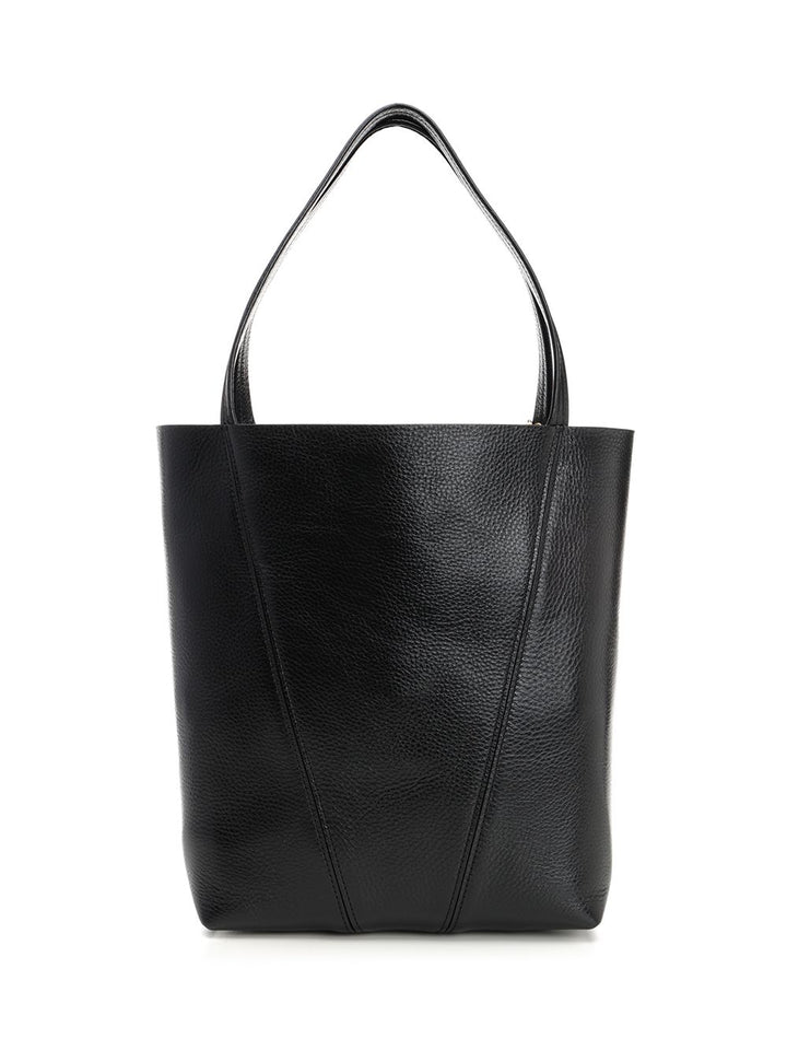 Chloe' Chloé Spin Large Hammered Leather Tote Bag Handbags - Black | a6653b9e181f6d15ececbf129230aeda6a355a21