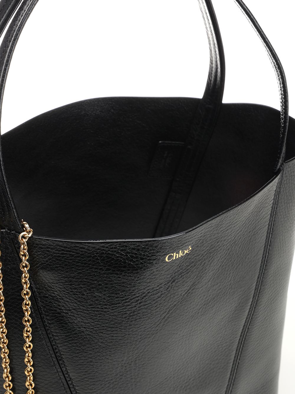 Chloe' Chloé Spin Large Hammered Leather Tote Bag Handbags - Black | 93022c078faefcde4e4fad1361af8d7d2506cec5
