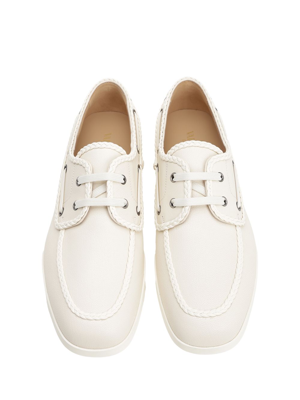 Valentino Garavani Ivory White Leather Boat Loafer Sneakers - White | 8d3f98d3a1f0f4ca9beef1f87122baa908671fc8