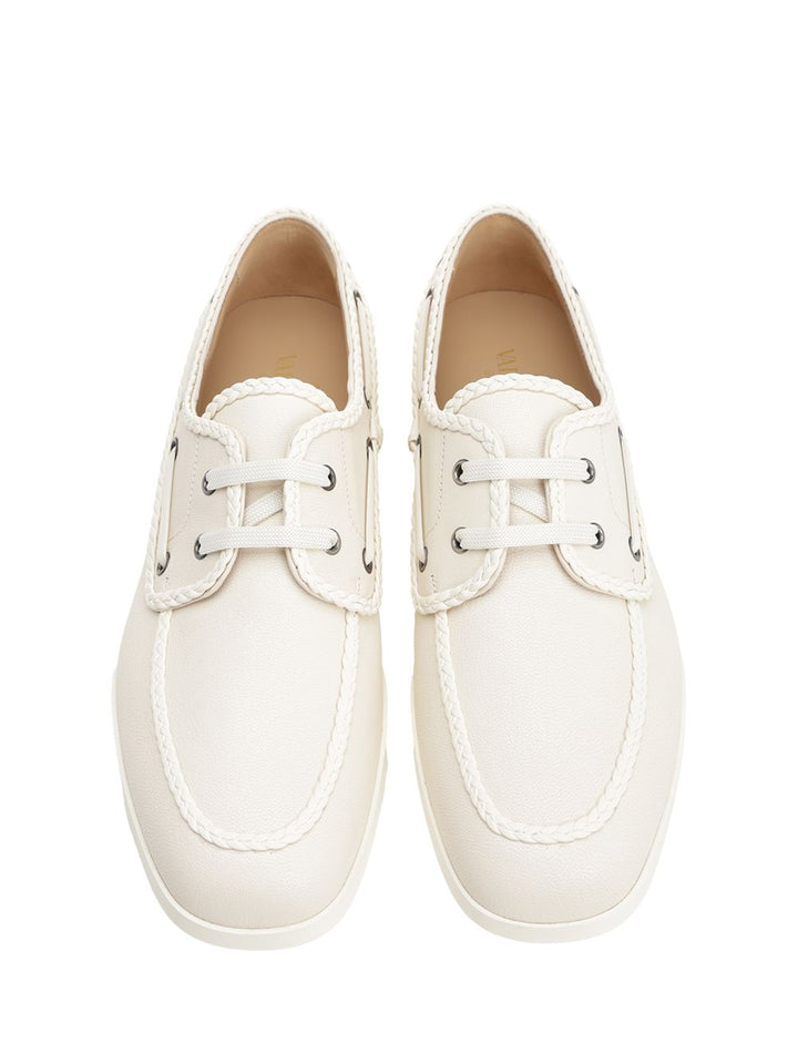 Valentino Garavani Ivory White Leather Boat Loafer Sneakers - White | 8d3f98d3a1f0f4ca9beef1f87122baa908671fc8