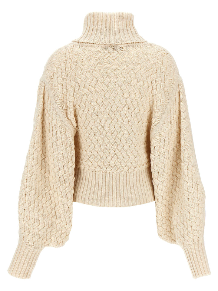 Illustration Textured Sweater, Cardigans Beige