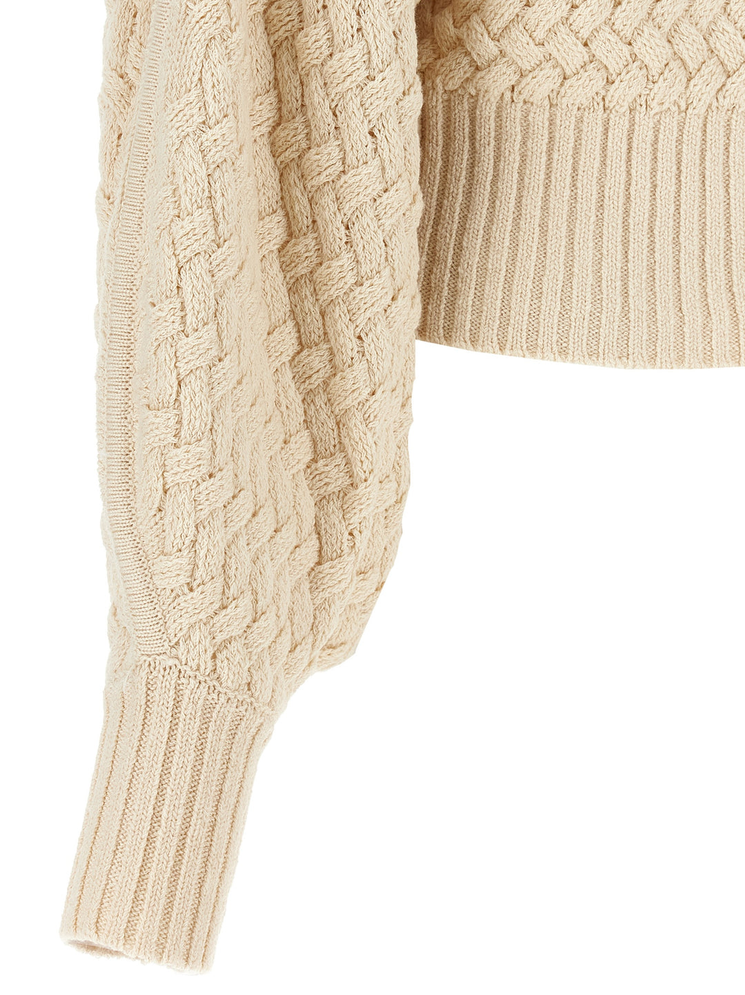 Illustration Textured Sweater, Cardigans Beige