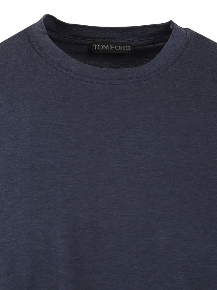 Tom Ford Lyocell Cotton T-Shirt - Blue | dee2500202a159de438546491f12d2bd112865c2