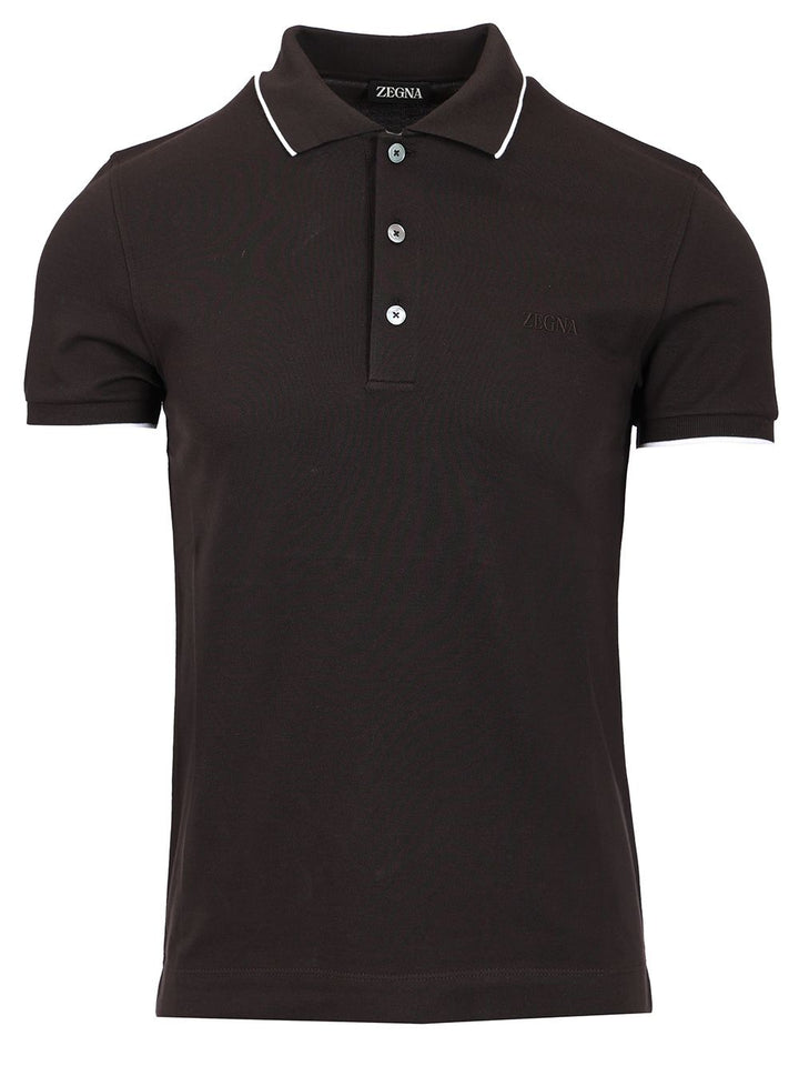 Ermenegildo Zegna Black Stretch Cotton Polo T-Shirt - Black | afc1e766f469a0123443edc5202ad1723676f5c2