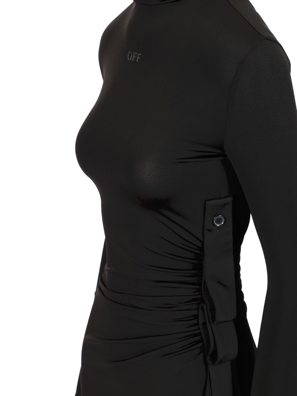 Off-White Sec Skin Draped Mini Dress Ls Black - Bl Dresses - Black | 7f5f4a7a28611da9f7ea9da374e1efc772a7d085