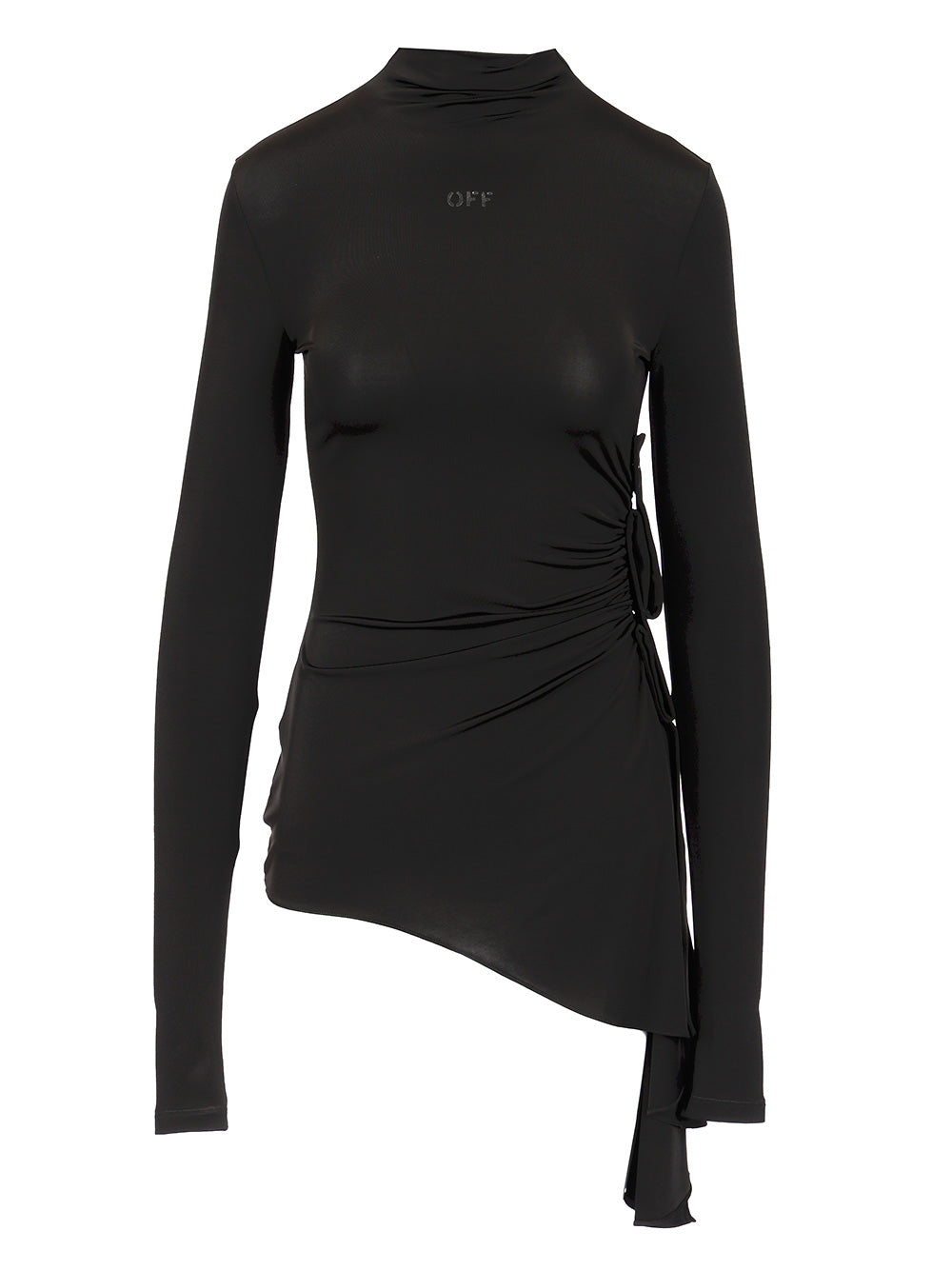 Off-White Long Sleeve Draped Top Knitwear - Black | fb9afc254fcbdbbcb738cc44b3167cf5fa084266