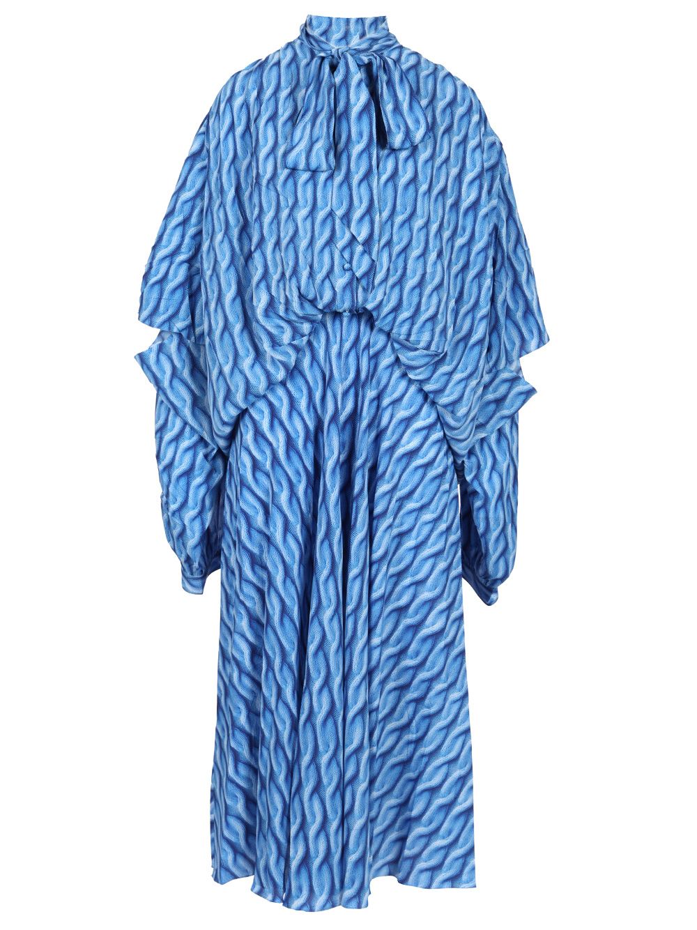 Balenciaga Cable Knit Printed Dress Dresses - Blue | 24f1708339d2ed223a308fffcfdb81e1dc36fd5f