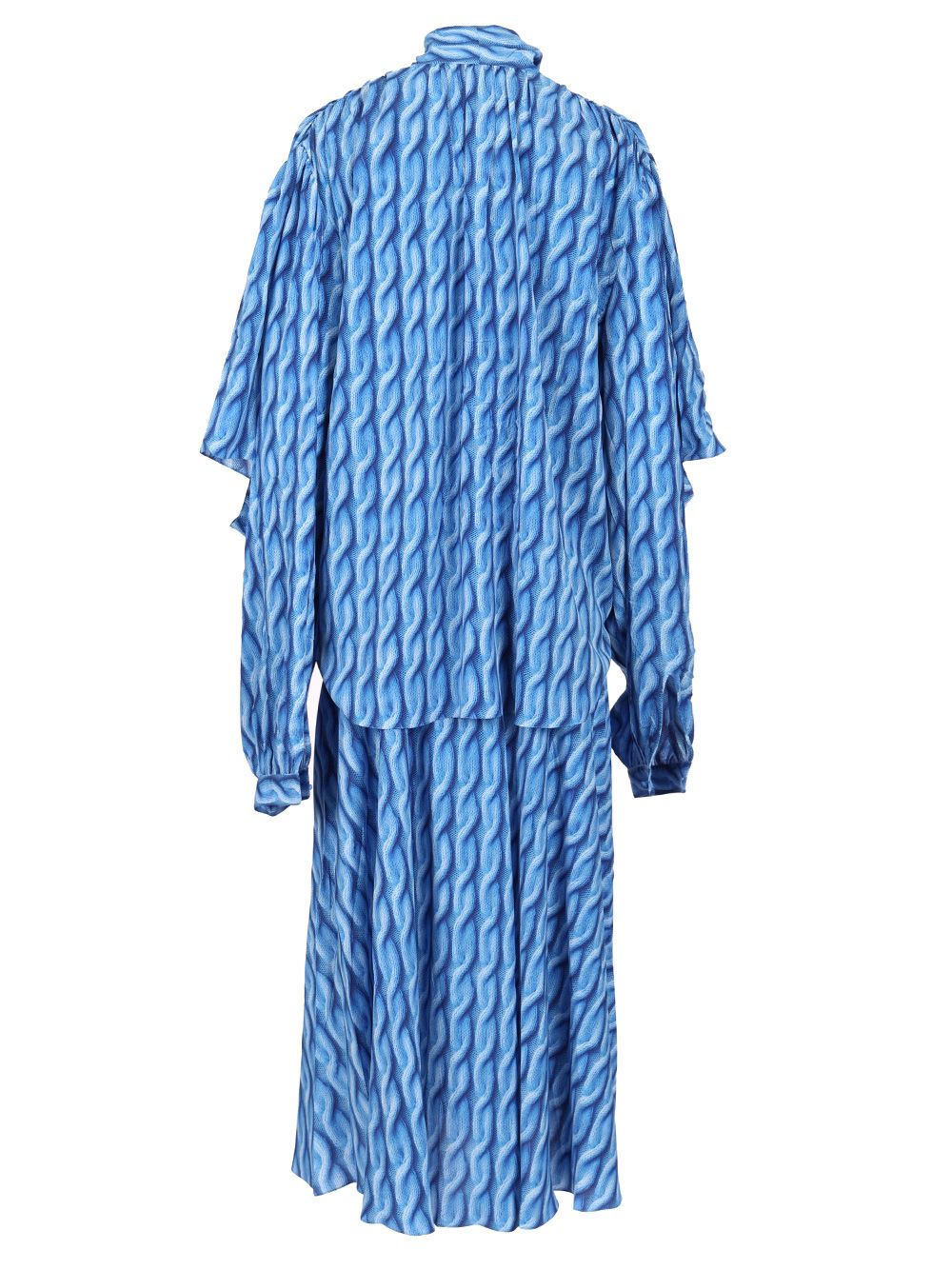 Balenciaga Cable Knit Printed Dress Dresses - Blue | 6fb4d4c11a7d7b36660b0eee252d7af70caf44ae