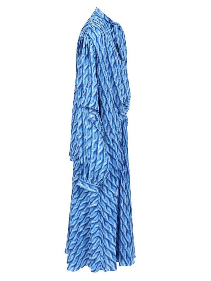 Balenciaga Cable Knit Printed Dress Dresses - Blue | 81aab21a33ade2d2fcd8323f84ec36be0d880258