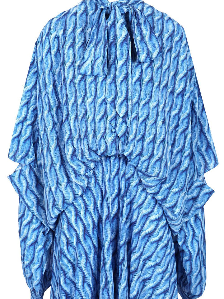 Balenciaga Cable Knit Printed Dress Dresses - Blue | ebee6442a5bd59dcd53013fcc18776273d790570