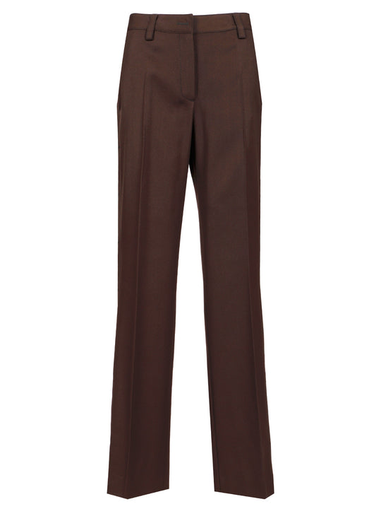 Wool Wide Leg Trousers Brown