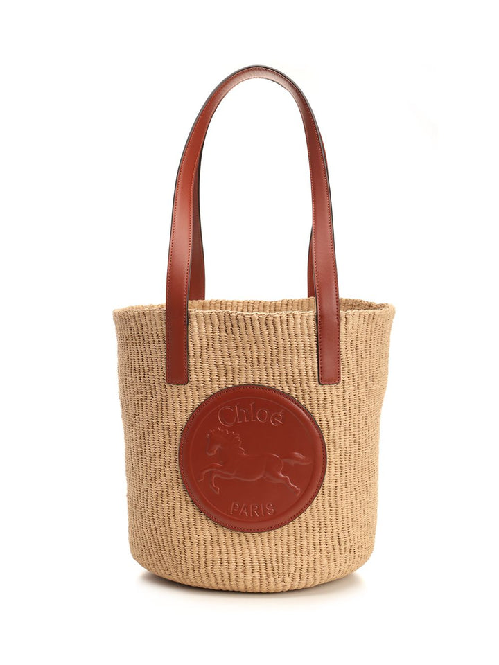 Chloe' Horse Medal Shoulder Bags - Beige | cf20bcd3643a7407ad671b15e1f2a88d632e6214