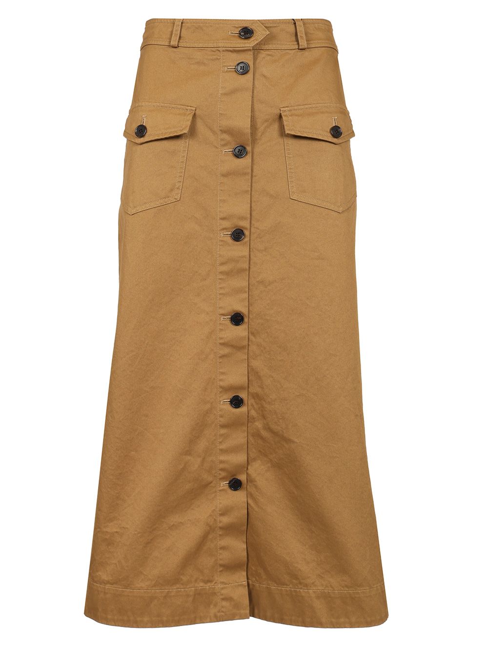 Saint Laurent Cotton Midi Skirt Skirts - Brown | 717a8c8cb61afee224b780d7cd98f7e009cb5edb
