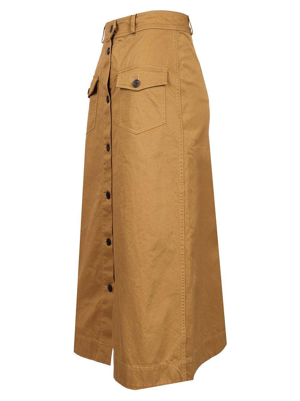 Saint Laurent Cotton Midi Skirt Skirts - Brown | e8e363e4be103e92af430672c17e9b914fe24375