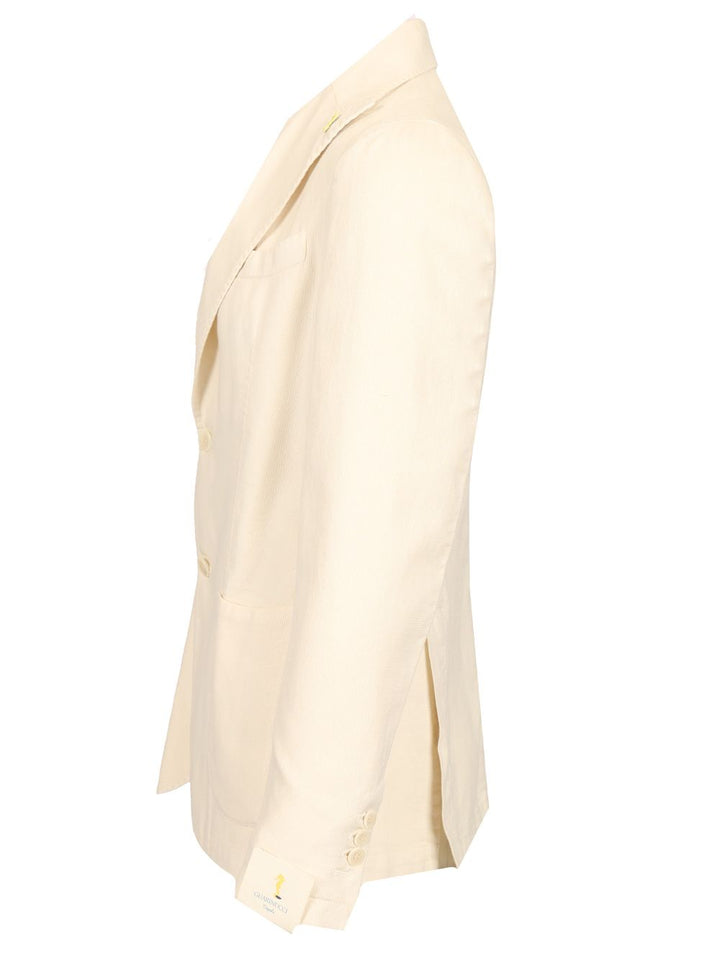Guarinucci Cotton Linen Blazer Jackets - White | 29ff98715b5aa407fd9ecd1fc87699af8d950a50