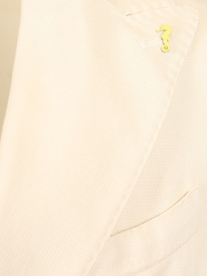 Guarinucci Cotton Linen Blazer Jackets - White | 3797cd72e008664cc4a92393b2a9a2e8a2781f5b