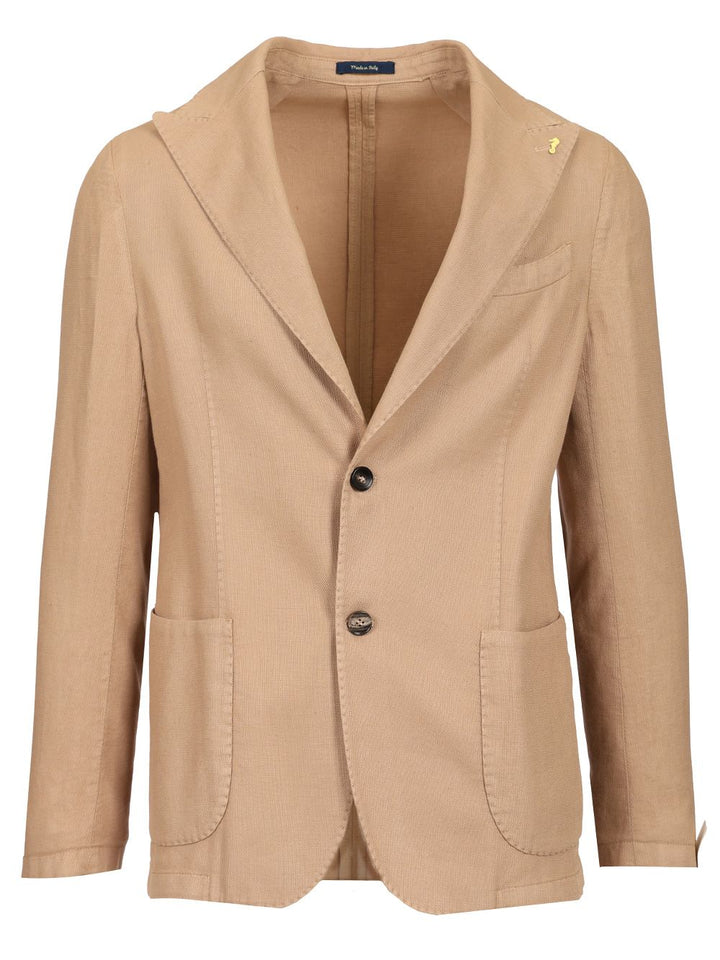 Guarinucci Cotton Linen Blazer Jackets - Beige | 8dc79d699aaa847cea0fbcc868932d1ce3d3ff6b