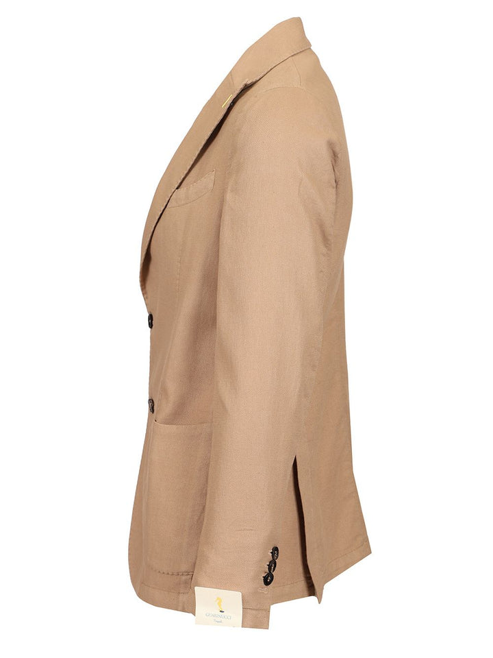 Guarinucci Cotton Linen Blazer Jackets - Beige | e11e7e7384e4ad7796bf2548b841c4b610cbf962