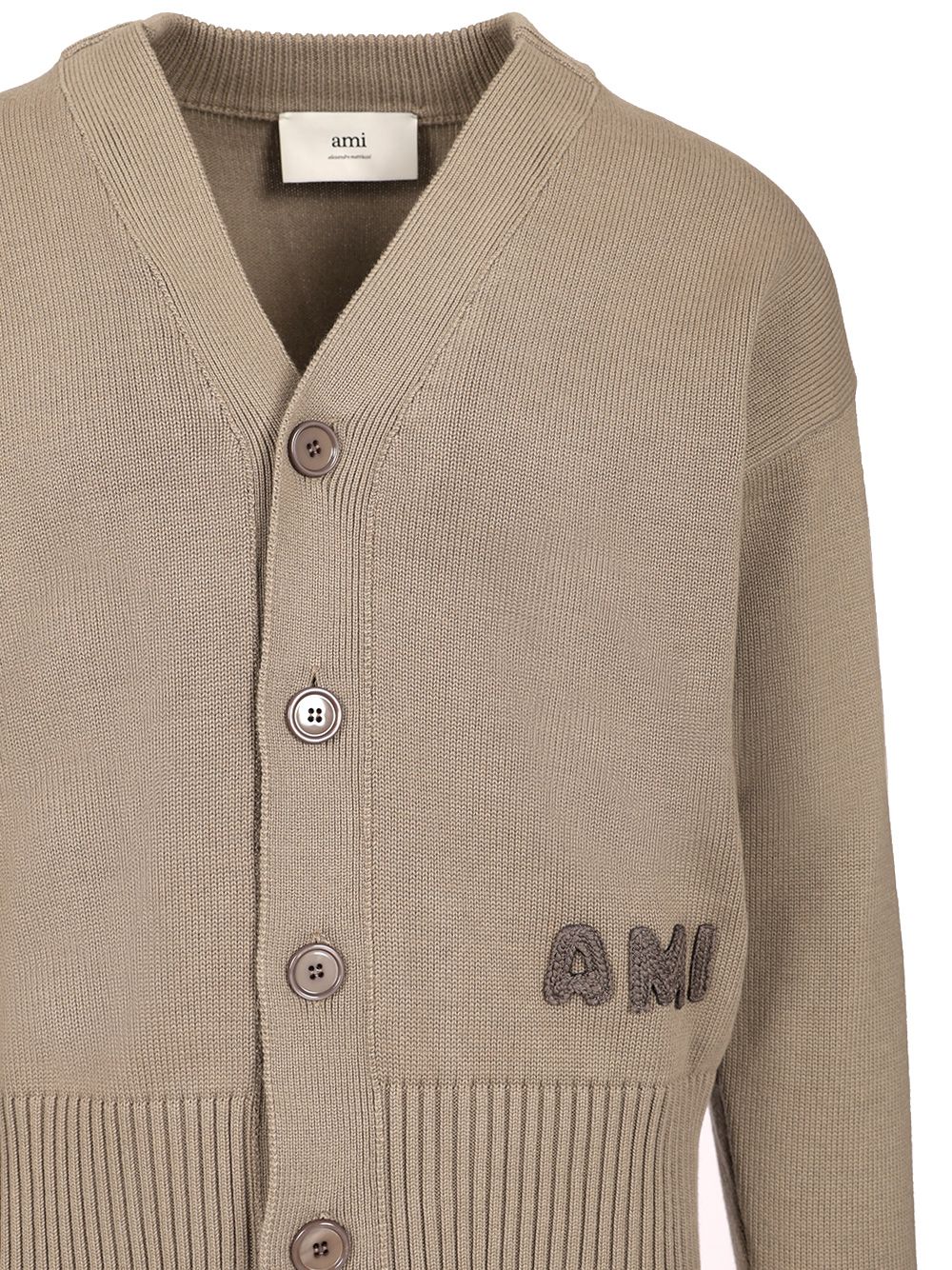 Ami Ribbed Cardigan Knitwear - Grey | f5046167f19286225ce10aae4cf5ae6c491eed65