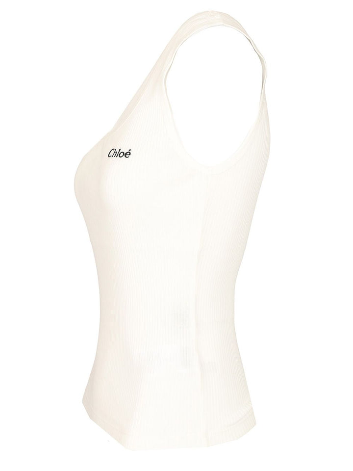 Chloe' Ribbed Stretch Jersey Tops - White | e7f4be6961319f3ee1e617de5e454ca97d262ffe