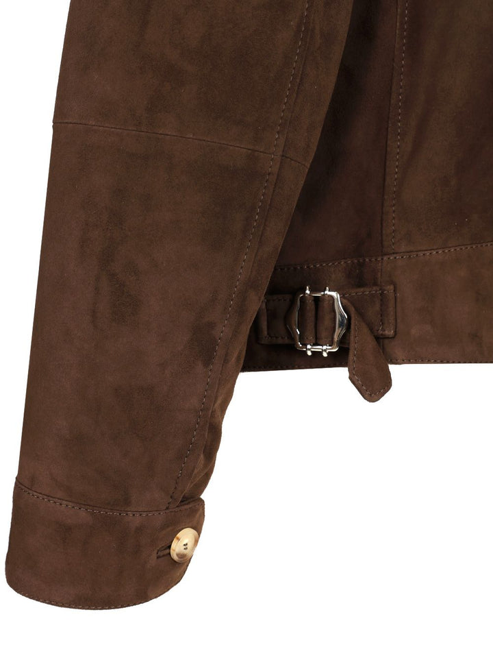 Brunello Cucinelli Suede Biker Jacket Jackets - Brown | 57628c61ae95879987993a3fa4ed74f4728361b1