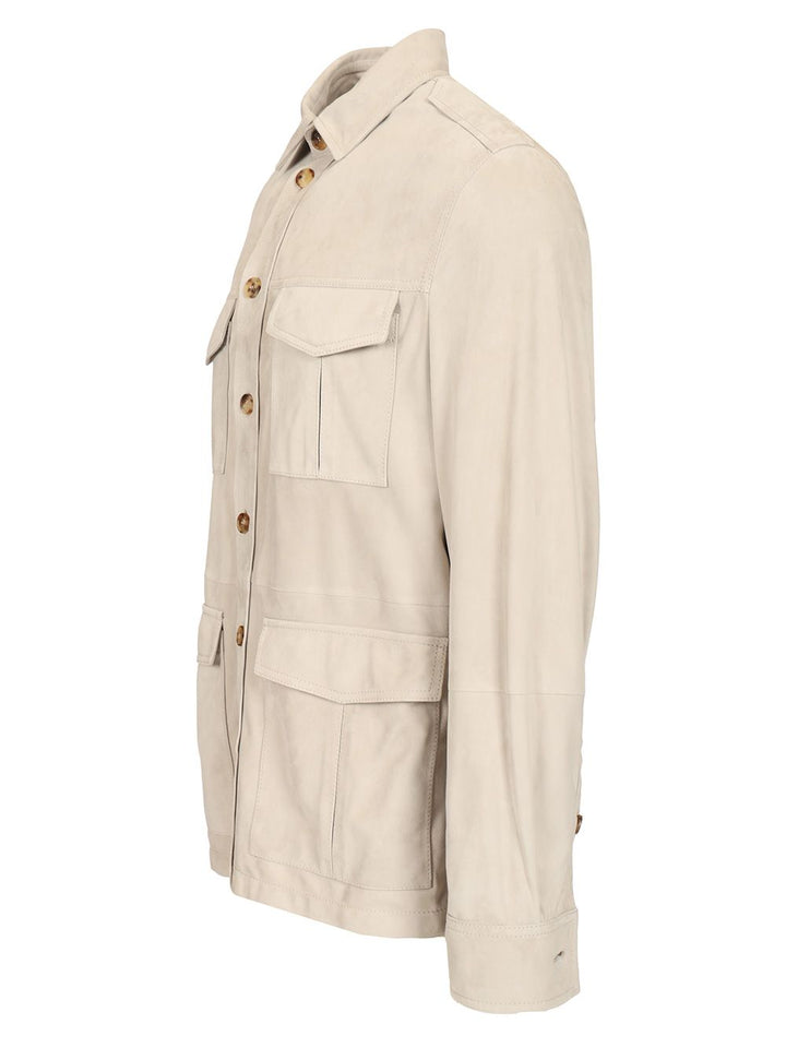 Brunello Cucinelli Suede Safari Jacket Jackets - Beige | b85ab22be42189400c1a26b0d6eb20c38295a97d