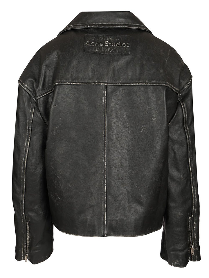 Acne Studios Double Breasted Leather Jacket Jackets - Black | 3f0c7d2fd483b6686a3f34fd68c7101576821bd9