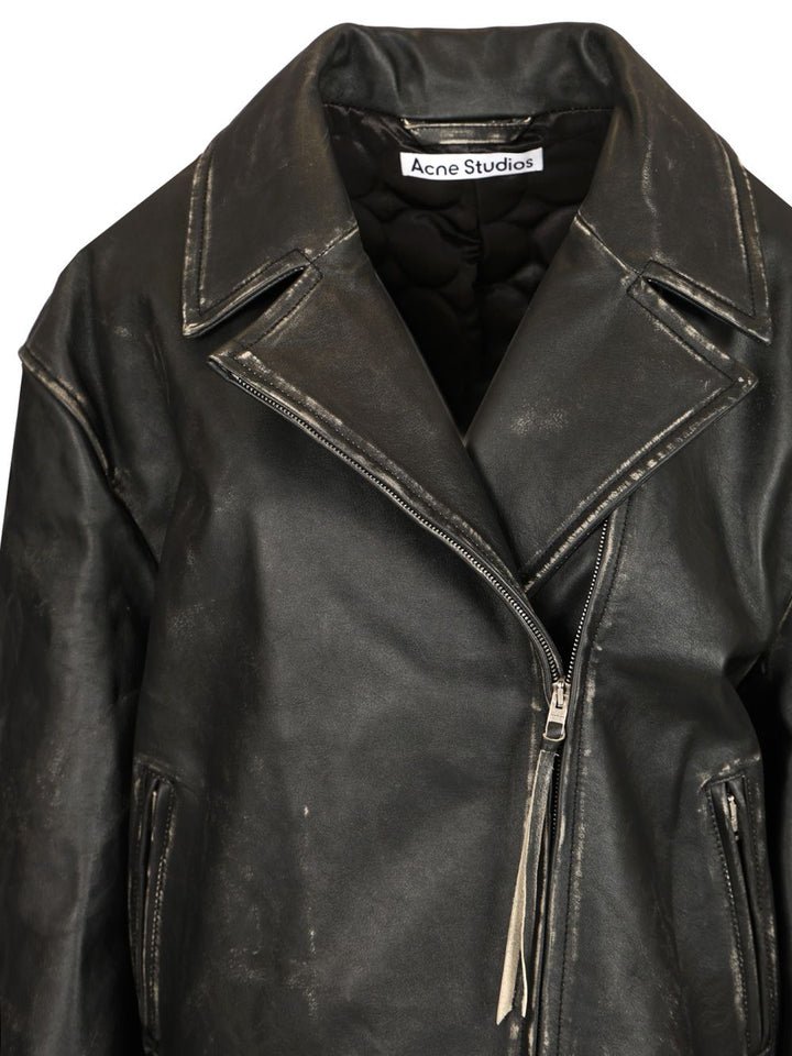 Acne Studios Double Breasted Leather Jacket Jackets - Black | 121d46d88354c03455f05d3bd0557124c06f9046