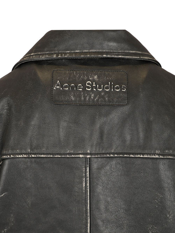 Acne Studios Double Breasted Leather Jacket Jackets - Black | cf482b2e85953b3003bfa6a6f7b2ba49c676aae2
