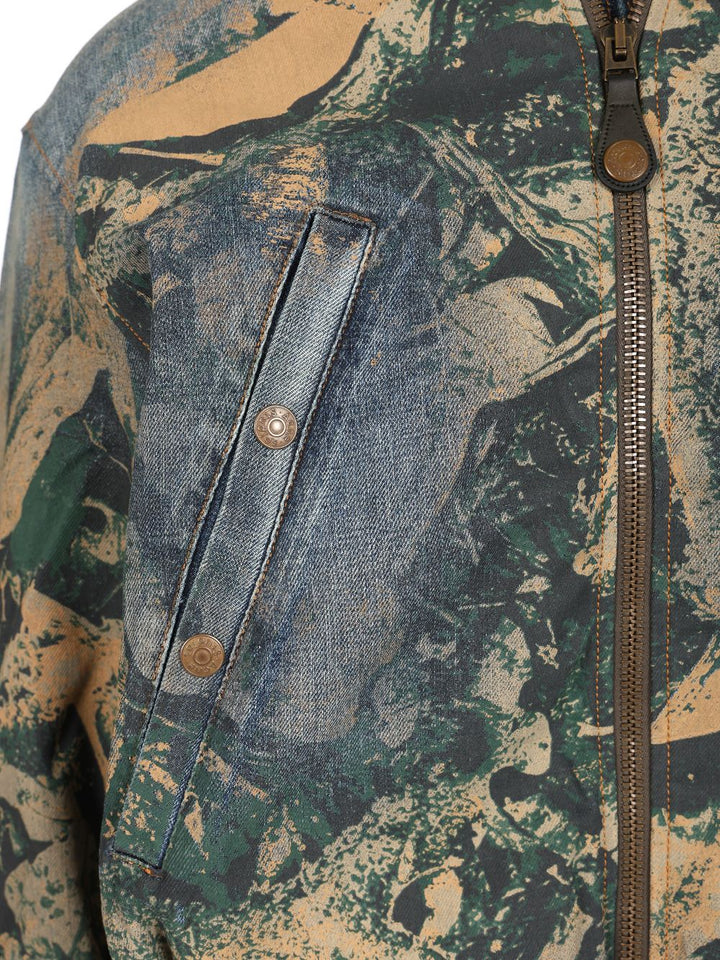Acne Studios Denim Bomb Jacket With Camo Details Jackets - Brown | eecbd6e8db6da677dc671209dae6eb13ce9816eb