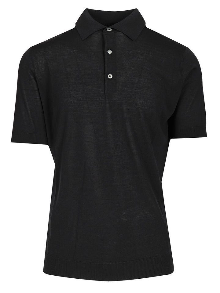 Filippo De Laurentiis 180s Wool Polo Polo shirt - Blue | 7cb96a9041bcb053ad47ecd2ed33703614d9ff06