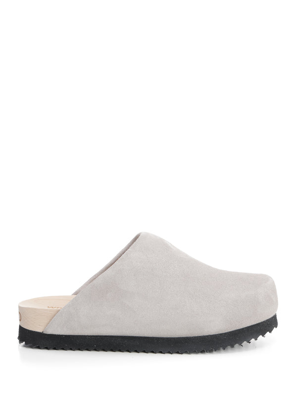 Suede Clogs Sandals Grey