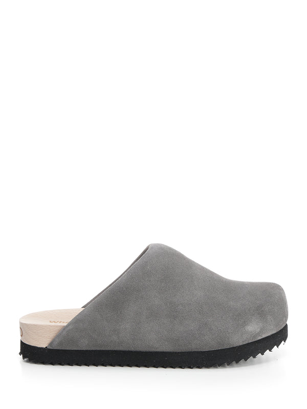 Suede Clogs Sandals Grey