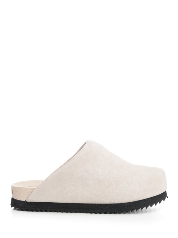Suede Clogs Sandals Beige