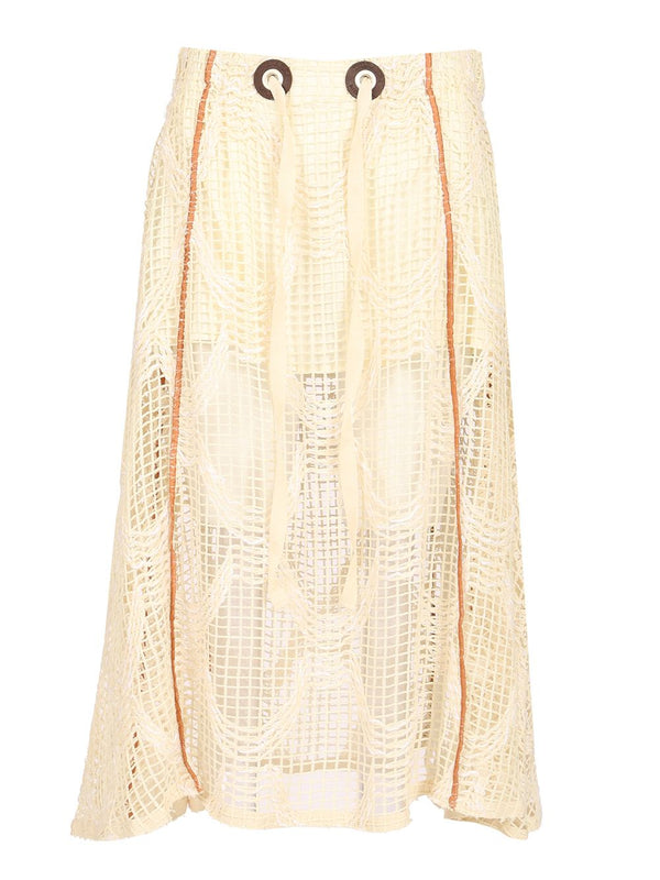 Mesh Midi Skirt White