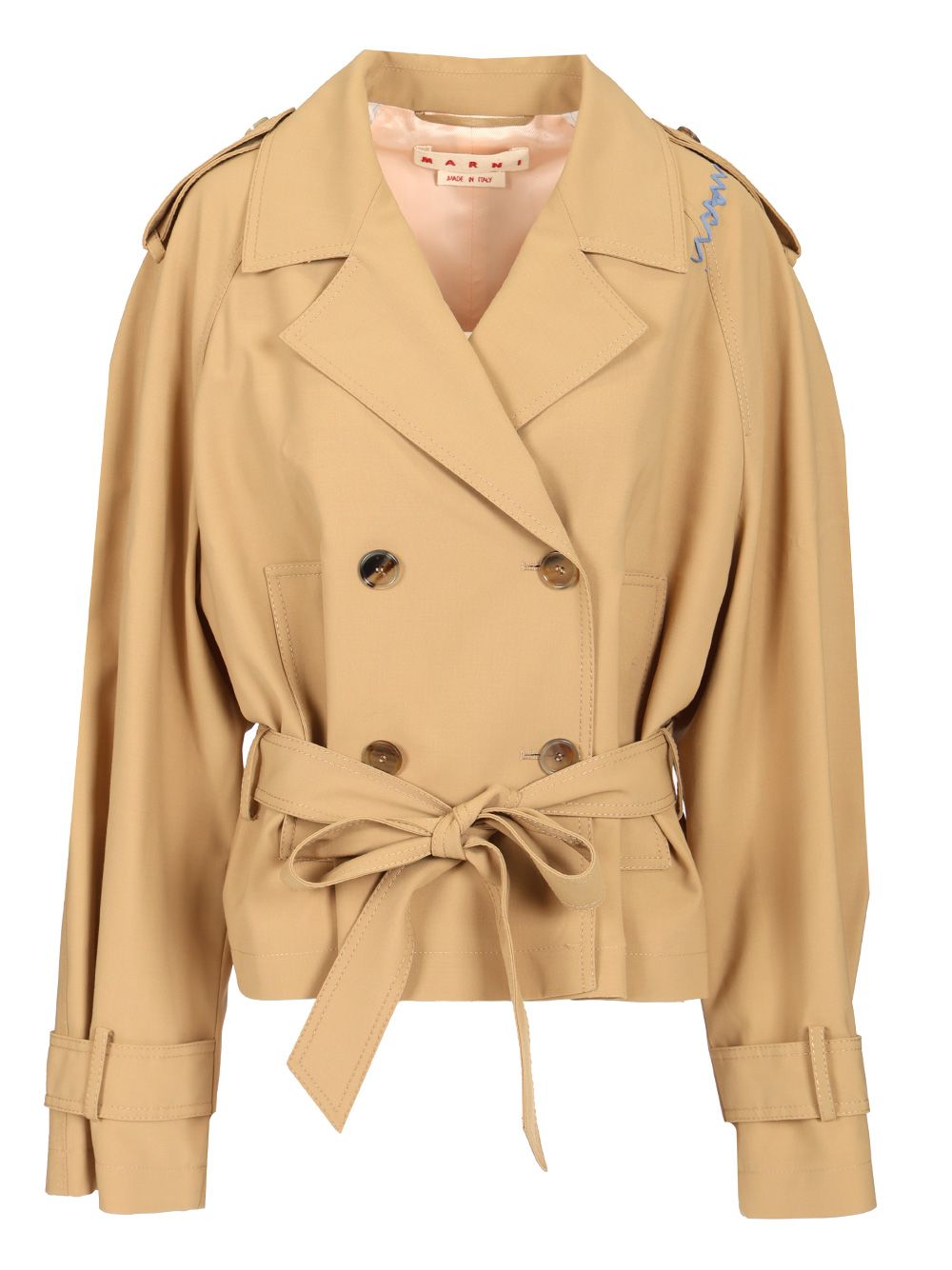 Marni Short Trench Coat With Belt Jackets - Beige | dab485eaaf080e4b83847764644a7d05c7b810a6