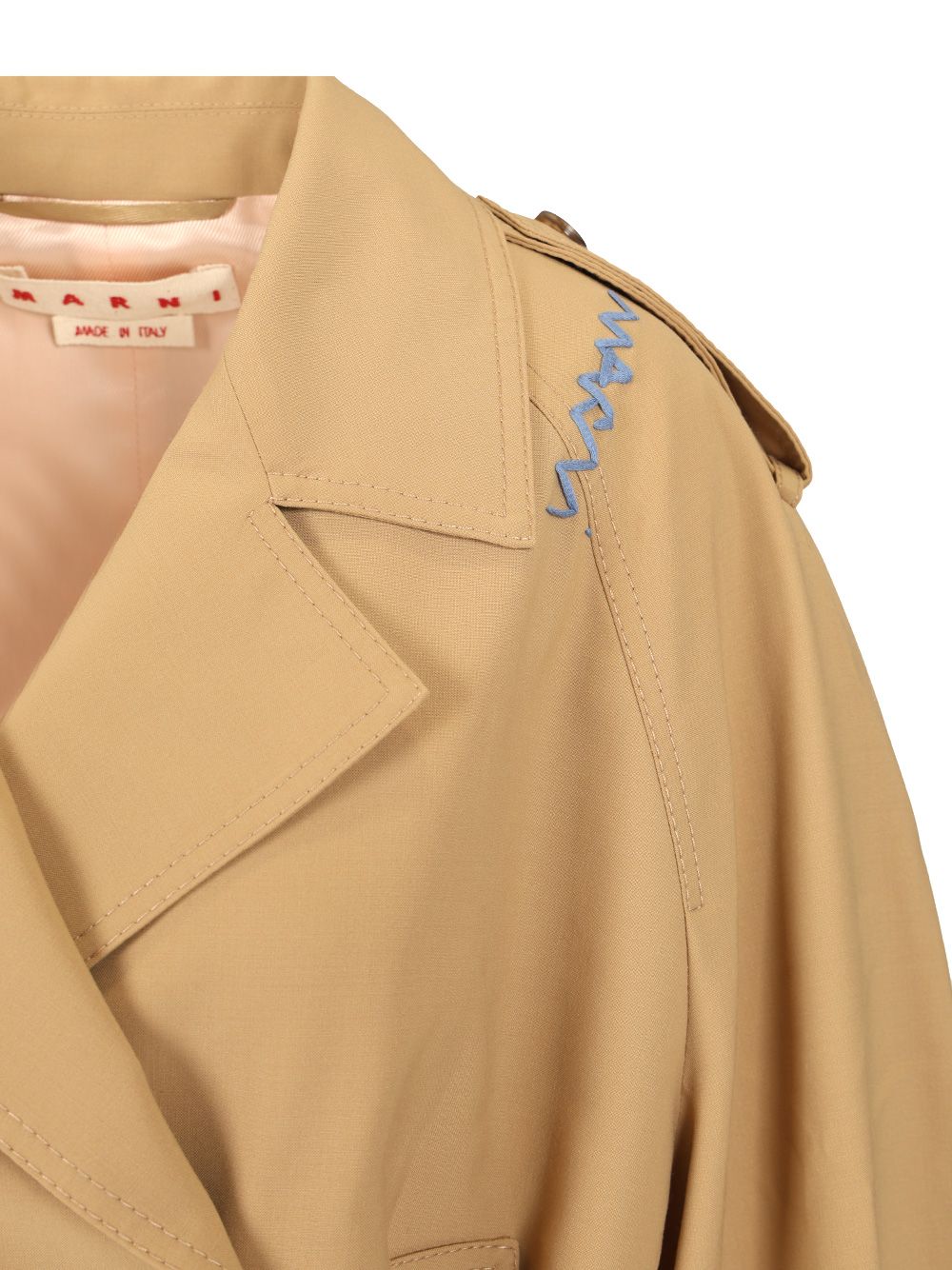 Marni Short Trench Coat With Belt Jackets - Beige | d258f12b19175a31fe585fba33fa876072ef31f9