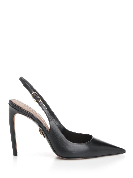 Leather Slingbacks Pumps Black