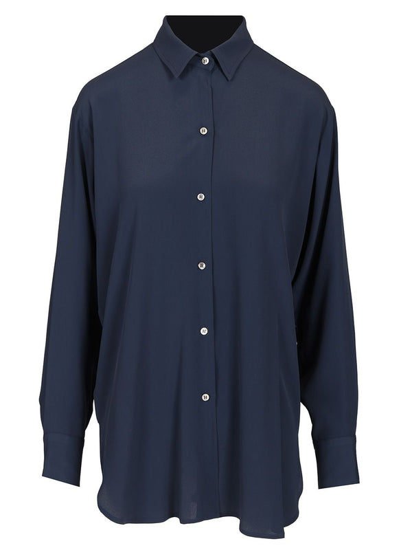 Washed Silk Shirt Shirts Blue