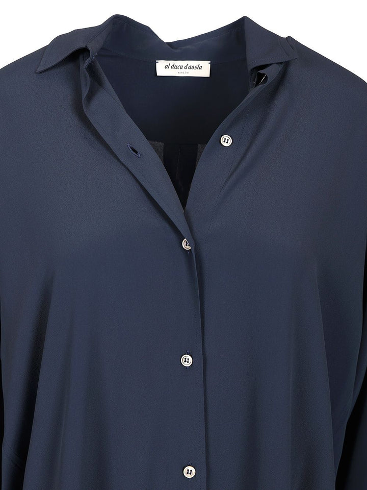 Al Duca D'Aosta Washed Silk Shirt Shirts - Blue | 83403391be25ea0e8fbcc8c8352122ccbc9e0014